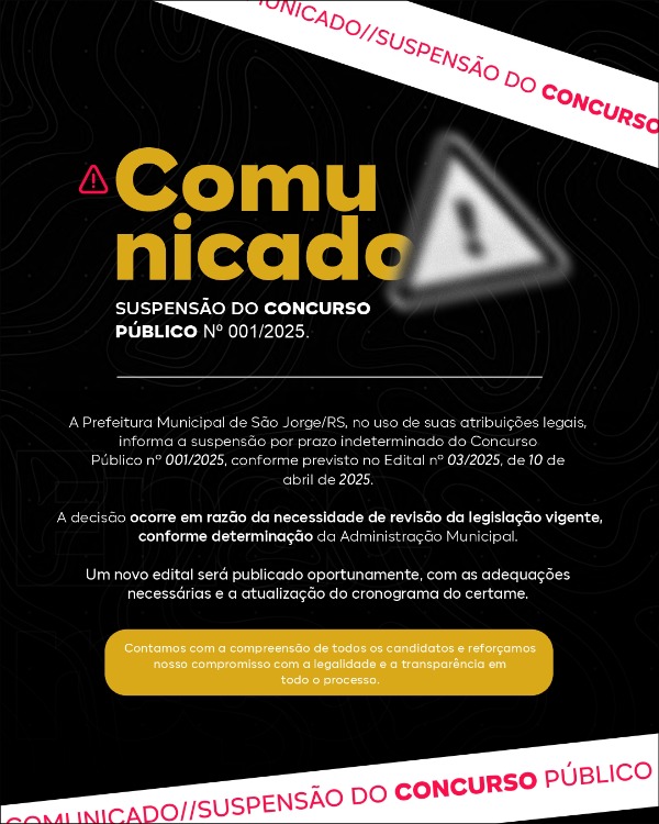 Comunicado de Suspensão Tempóraria do Concurso Público 